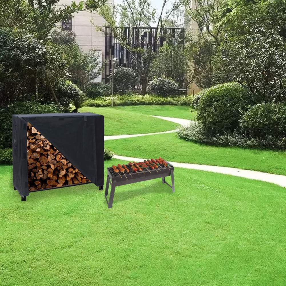 Secure Outdoor Log Rack Cover for 4-Foot Firewood Racks 600D Material with Toggle Cord and Hook and Loop Fastener 