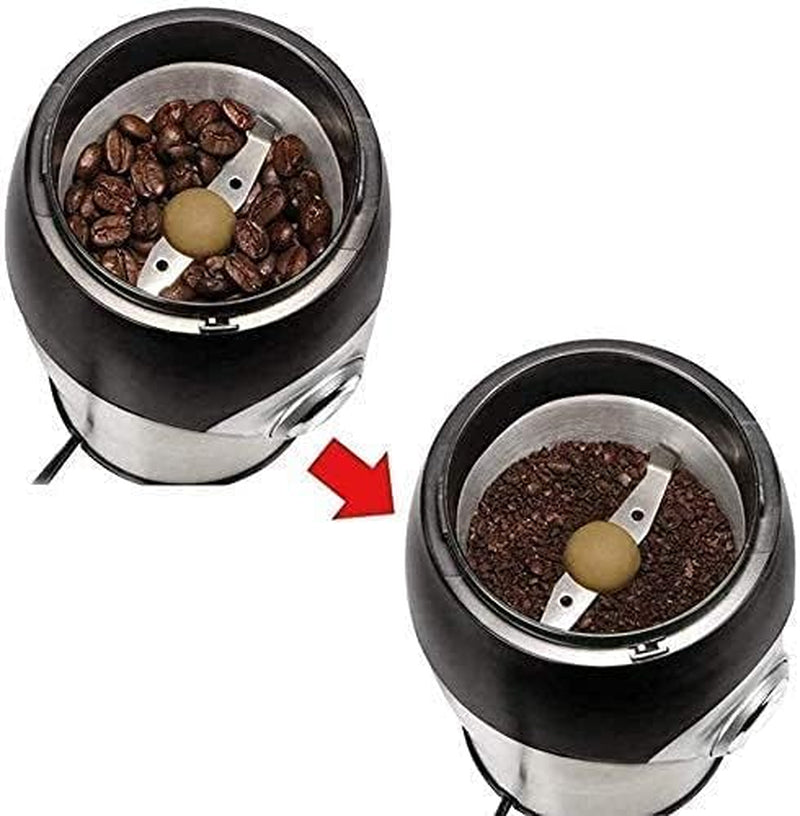 Electric Coffee Grinder - Allows for Coarse, Medium, and Fine Coffee Grinding - 200W Power - Made of Stainless Steel - Suitable for Grinding Coffee and Spices into Powder.