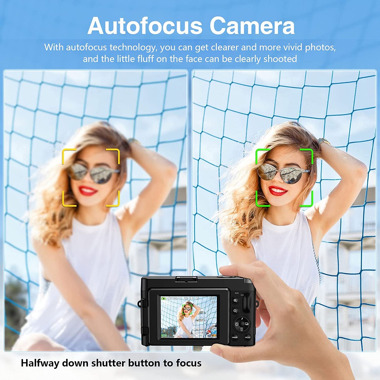 4K 48MP Autofocus Vlogging Camera - This camera includes a 32GB Memory Card, 16X Digital Zoom, and comes with 2 Batteries. It's a powerful tool for photography and ideal for YouTube content creation. Color: Black.