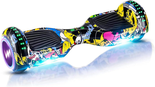UL2272 Certified Hoverboard with Music Speaker, 6.5" All Terrain Wheels, Vibrant Lights, and Complimentary Hover Board Bag - Range up to 10 kms
