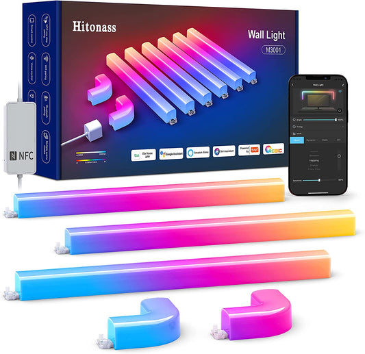 Glide RGBIC LED Wall Lights: Smart LED Light Bars for Gaming Room Decor and Streaming. WiFi TV Backlights that Work with Alexa/Google, Music Sync, and Ideal as Gaming Lights.