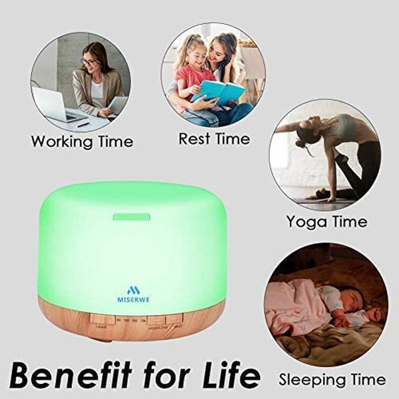 500ml Essential Oil Diffuser with Remote Control: Waterless, Automatic Shut-Off, Adjustable Timing Mode for Home Use.