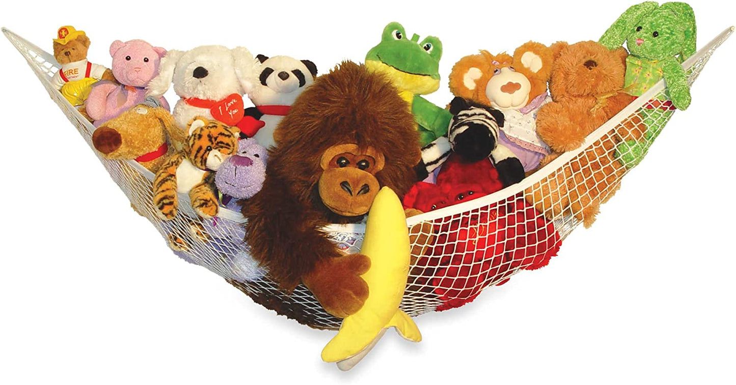 X-Large Toy Storage Hammock: Premium Quality Solution for Organizing Stuffed Animals or Children's Toys, Available in White.