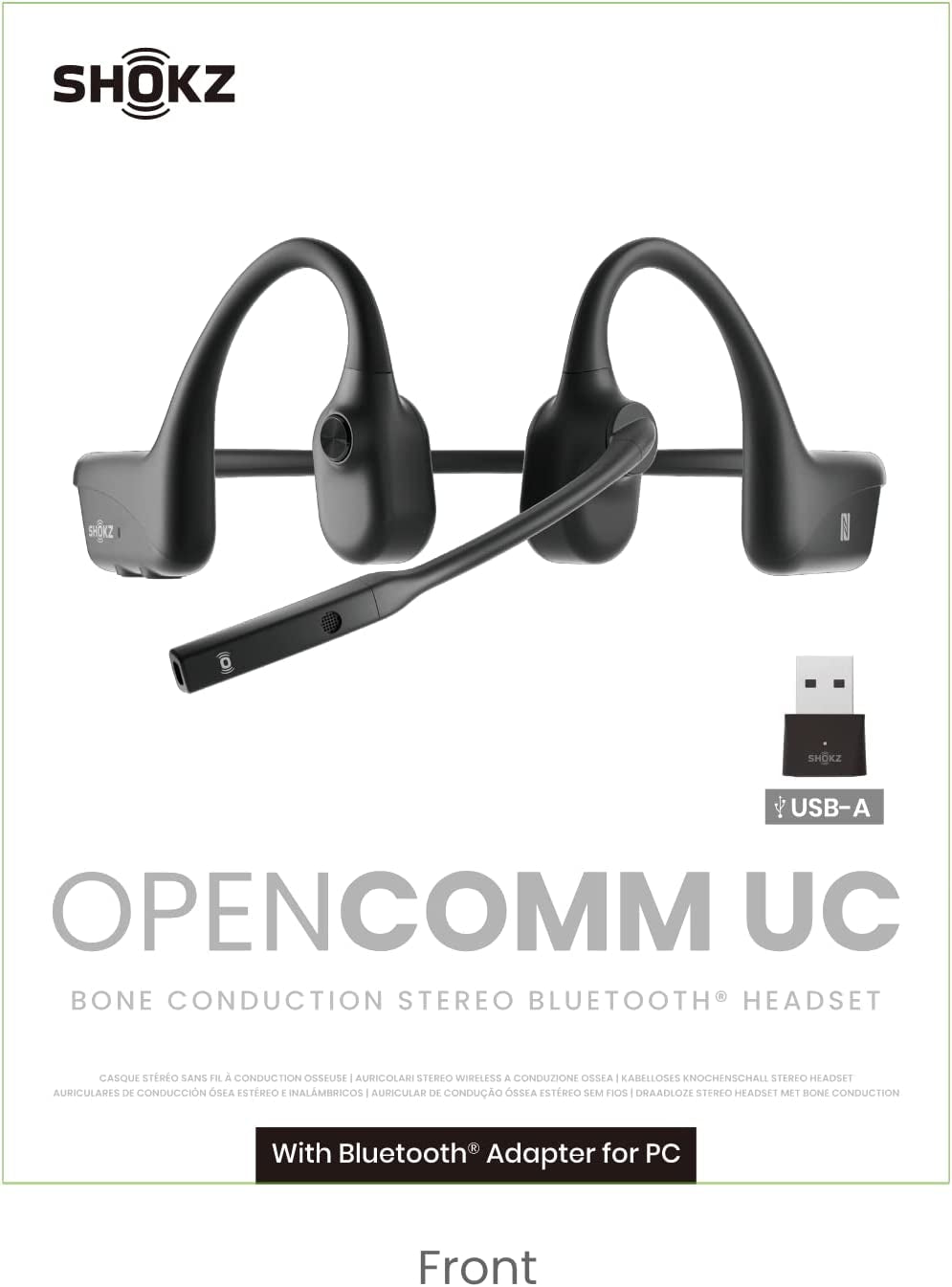 Home Office UC Bone Conduction Bluetooth Stereo Computer Headset with Loop100 USB-A Adapter: Wireless PC Headphones featuring Noise-Canceling Boom Microphone and Convenient Bookmark