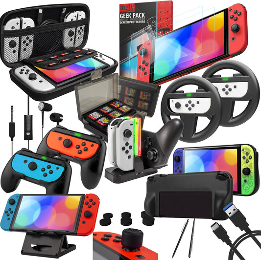 Accessory Bundle Kit for Nintendo Switch OLED Console Users - Jet Black