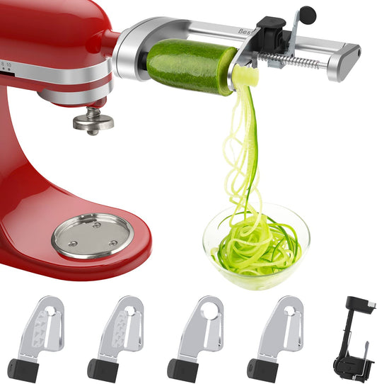 Spiralizer Plus Attachment for KitchenAid Stand Mixer - Includes Peel, Core, and Slice Functions, Vegetable Slicer with 5 Blades (Not KitchenAid Brand Spiralizer).