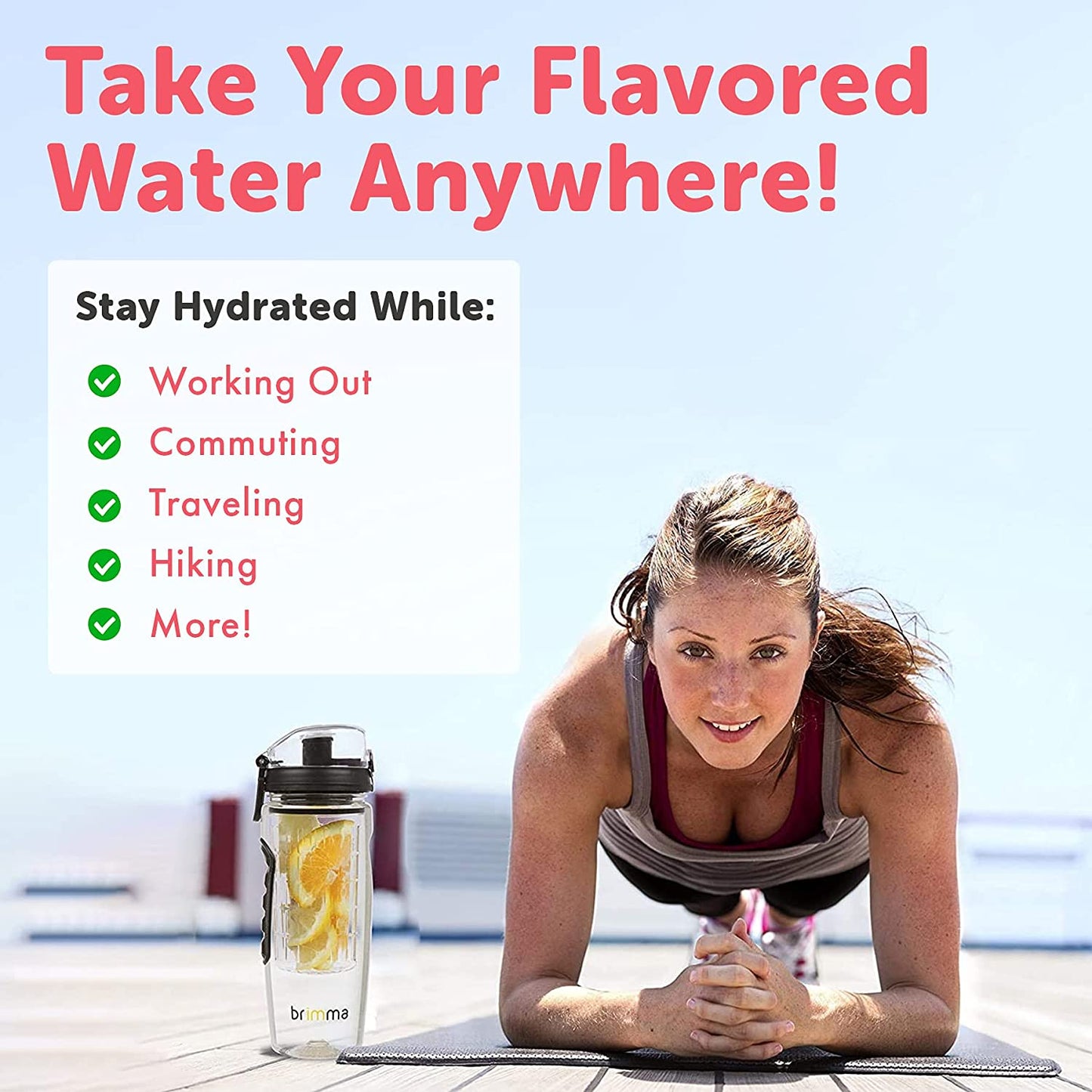 32 Oz Fruit Infuser Water Bottle - Large, Leakproof Plastic for Gym, Camping, and Travel
