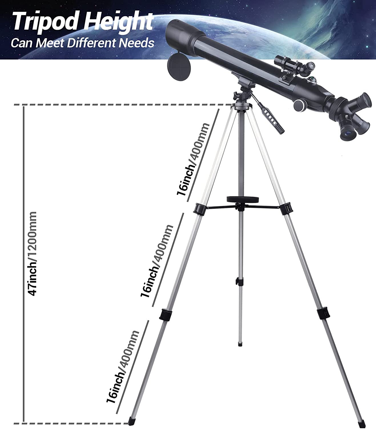 Astronomy Telescopes for Adults, 70mm Aperture 700mm AZ Mount Refractor Telescope for Kids and Beginners with Adjustable Tripod, Nylon Bag, and Phone Adapter