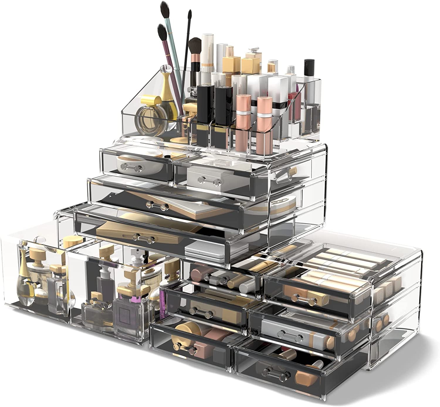 12 Drawers Makeup Cosmetic Organizer Storage Drawers Display Boxes Case - Clear