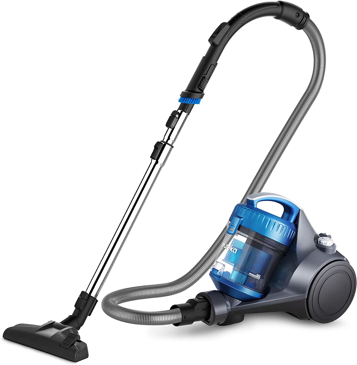 Whirlwind Bagless Canister Cleaner Lightweight Corded Vacuum for Carpets and Hard Floors, Blue