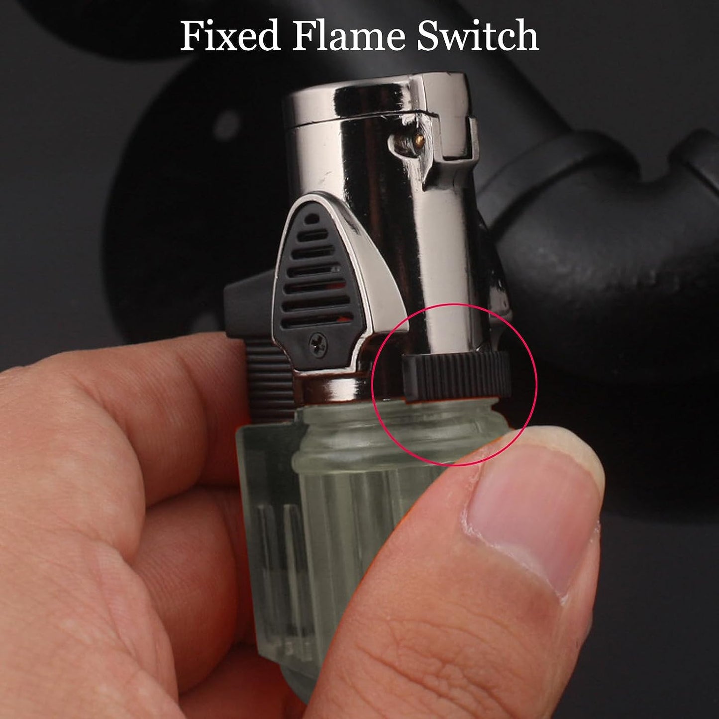 Lighter, 3 Pack Butane Lighter, Windproof Jet Flame Lighter with Fuel Window & Flame Locker,Cool Design Adjustable Flame Torch Lighter for Candle,Kitchen,Grill, Outdoor,Indoor(Without Butane)