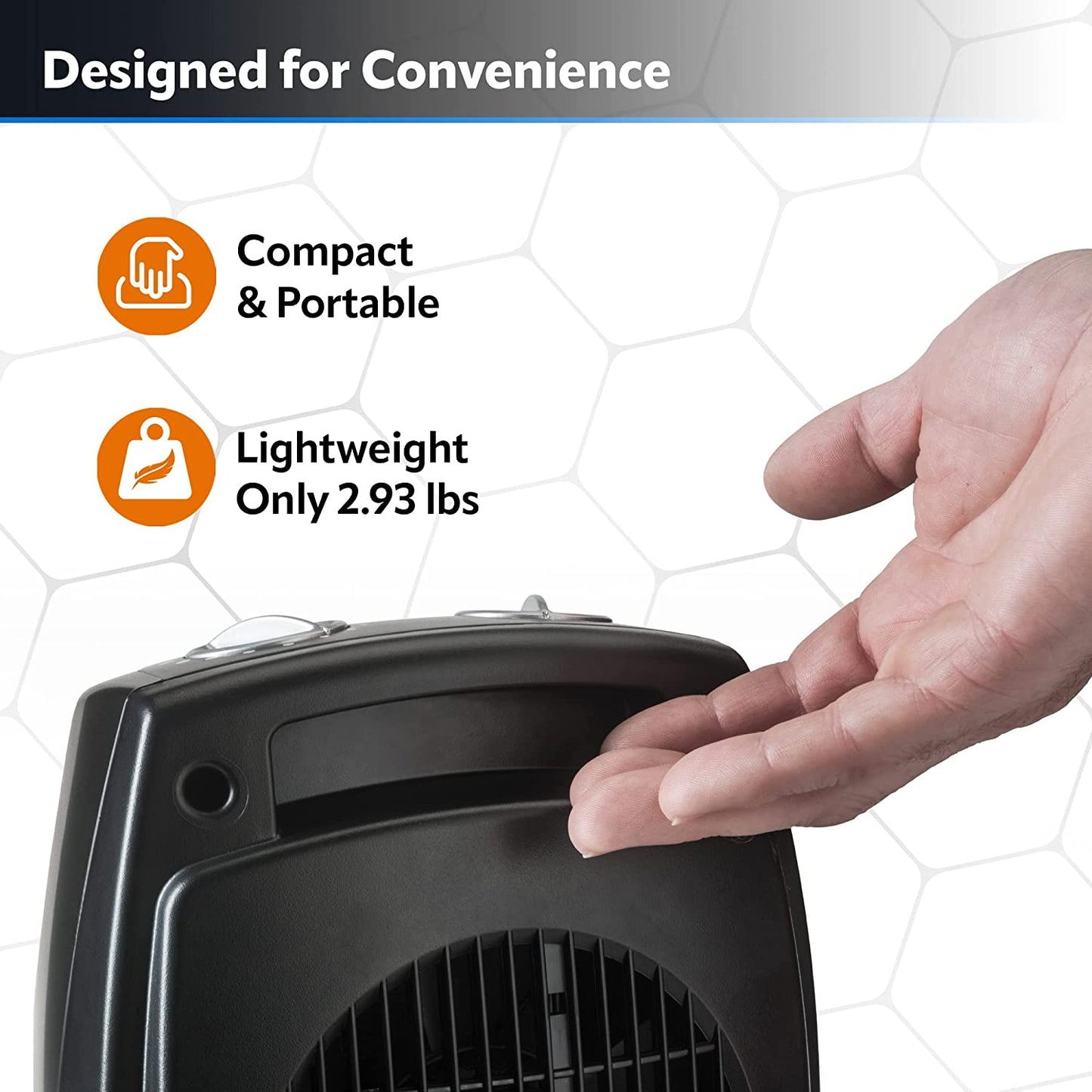 Portable Ceramic Space Heater with Adjustable Thermostat - Ideal for Home or Home Office Use in Black