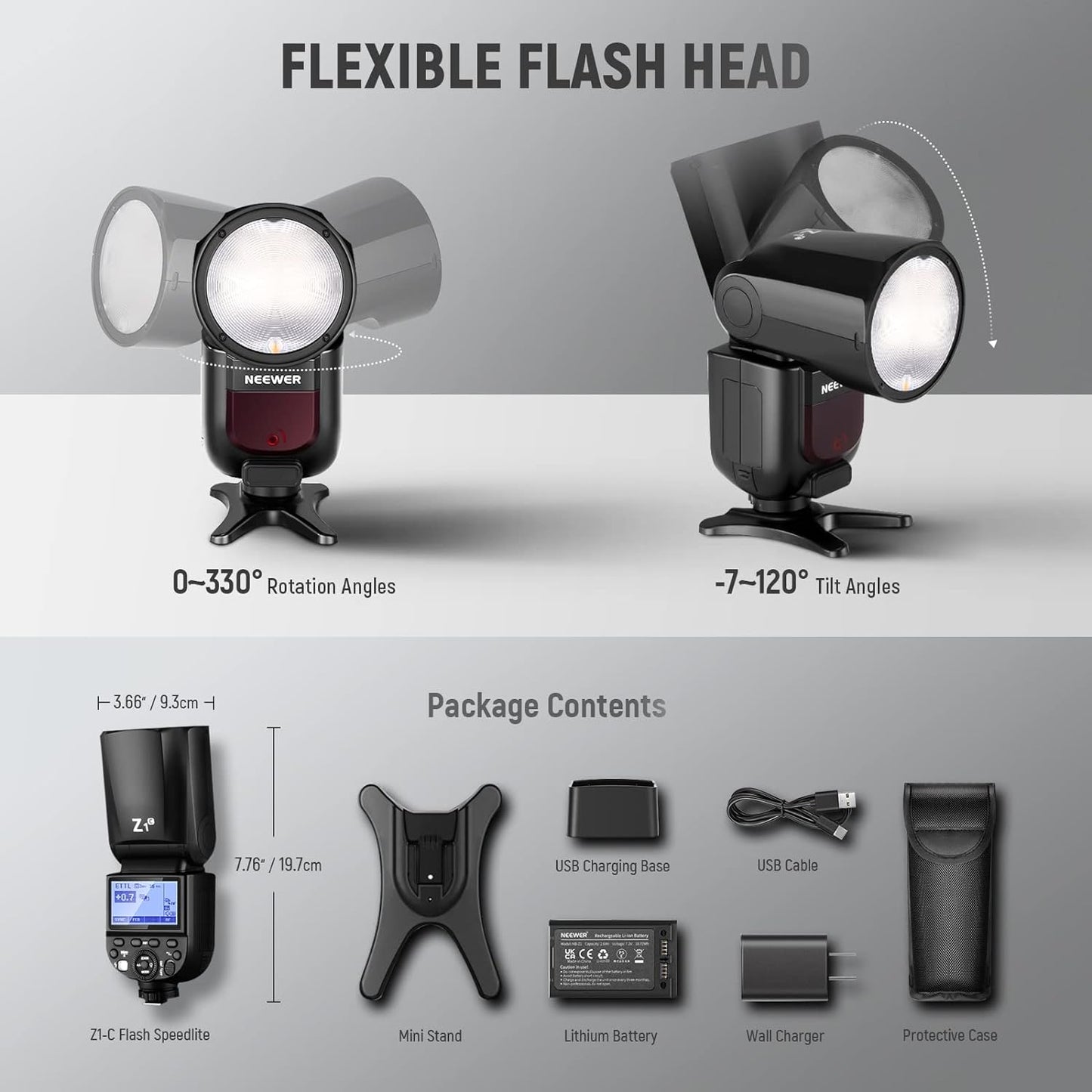 Round Head Flash Speedlite for Canon DSLR Cameras with High-Speed Sync, LED Modeling Lamp, and Long Battery Life