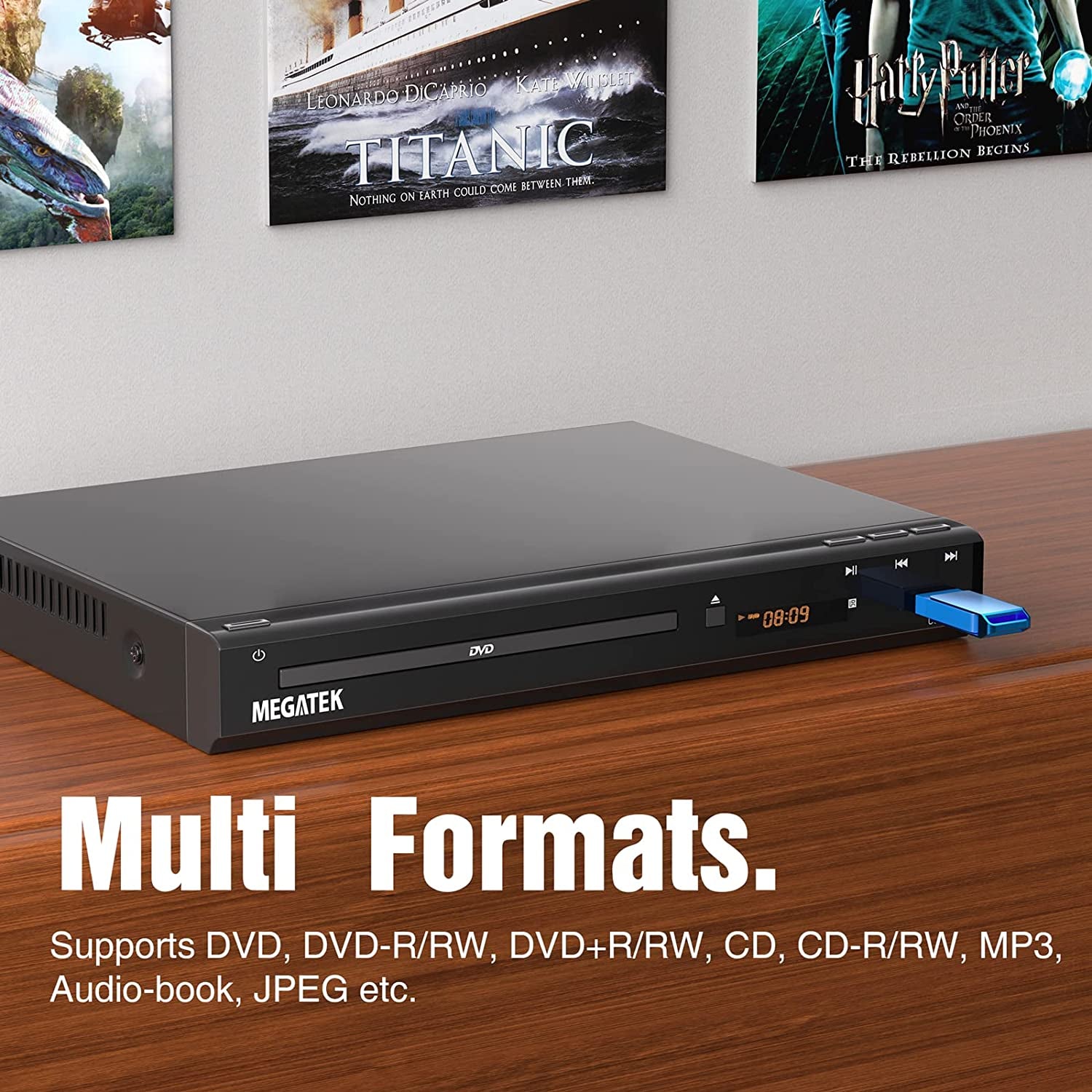 HDMI Multi-Region DVD Player for TV (1080P Upscaling) - CD Player for Home Stereo System - USB Port - Coaxial Digital Audio Out - Metal Casing - Remote Control - Includes HDMI and RCA Cables