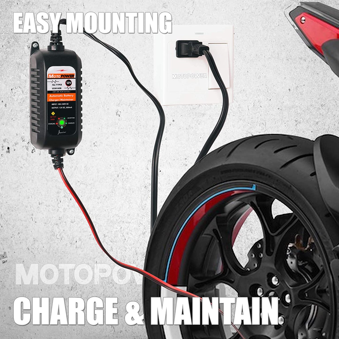 12V 800mA Fully Automatic Battery Charger/Maintainer