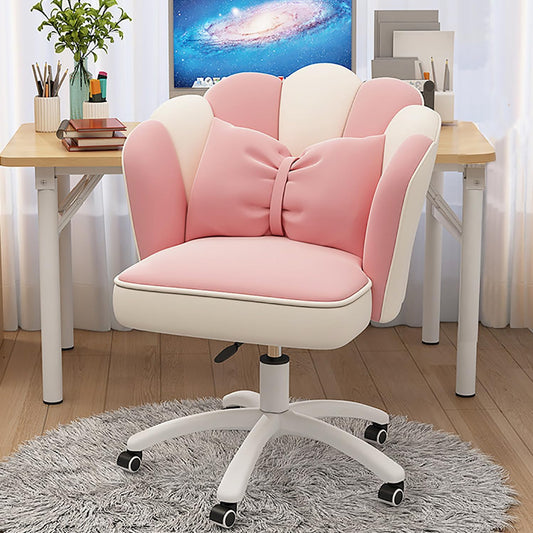 Cute Petal Office Desk Chair, Modern Fabric Height Adjustable Chair Makeup Chairs Computer Chairs (Modern, Pink and White)