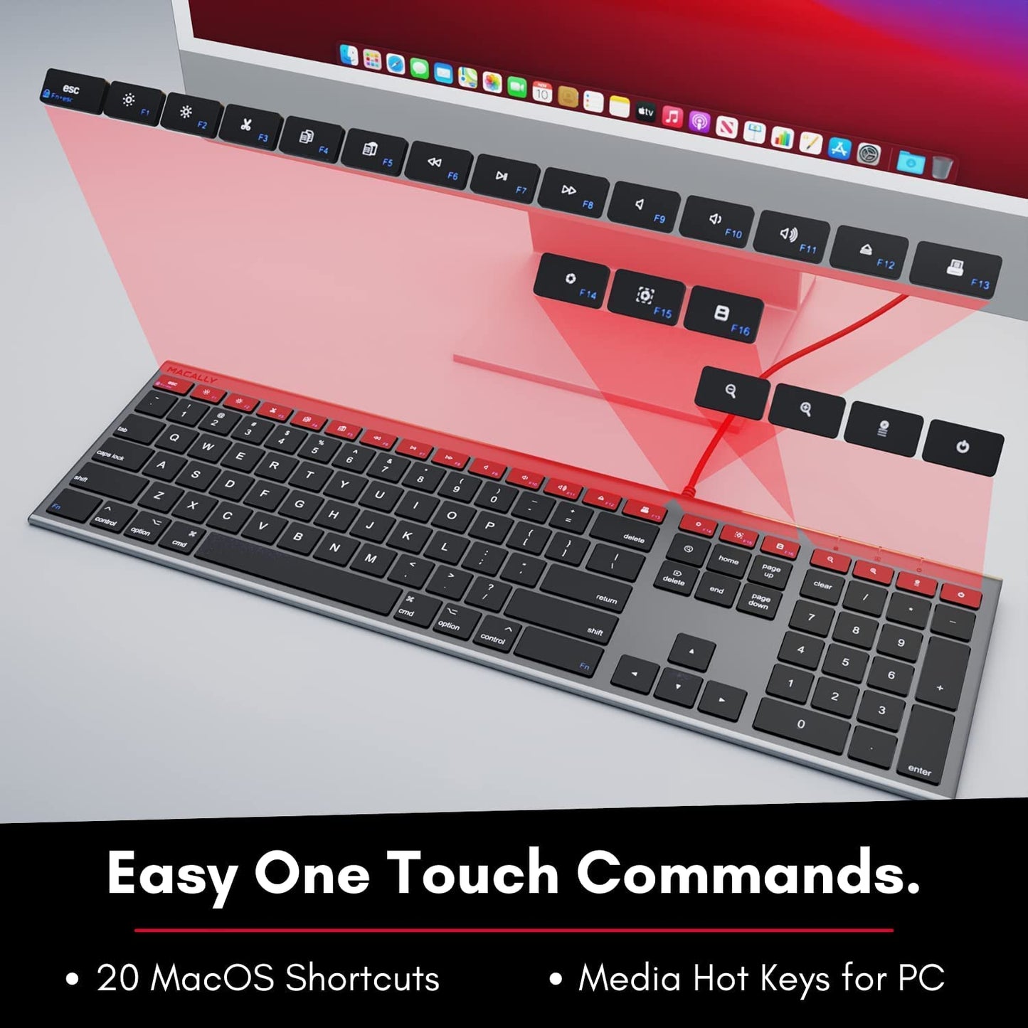 Ultra Slim USB Wired Computer Keyboard - Compatible with Windows and Mac - Full Size Keyboard with Numeric Keypad and Shortcut Keys - Easy Plug and Play - Space Gray