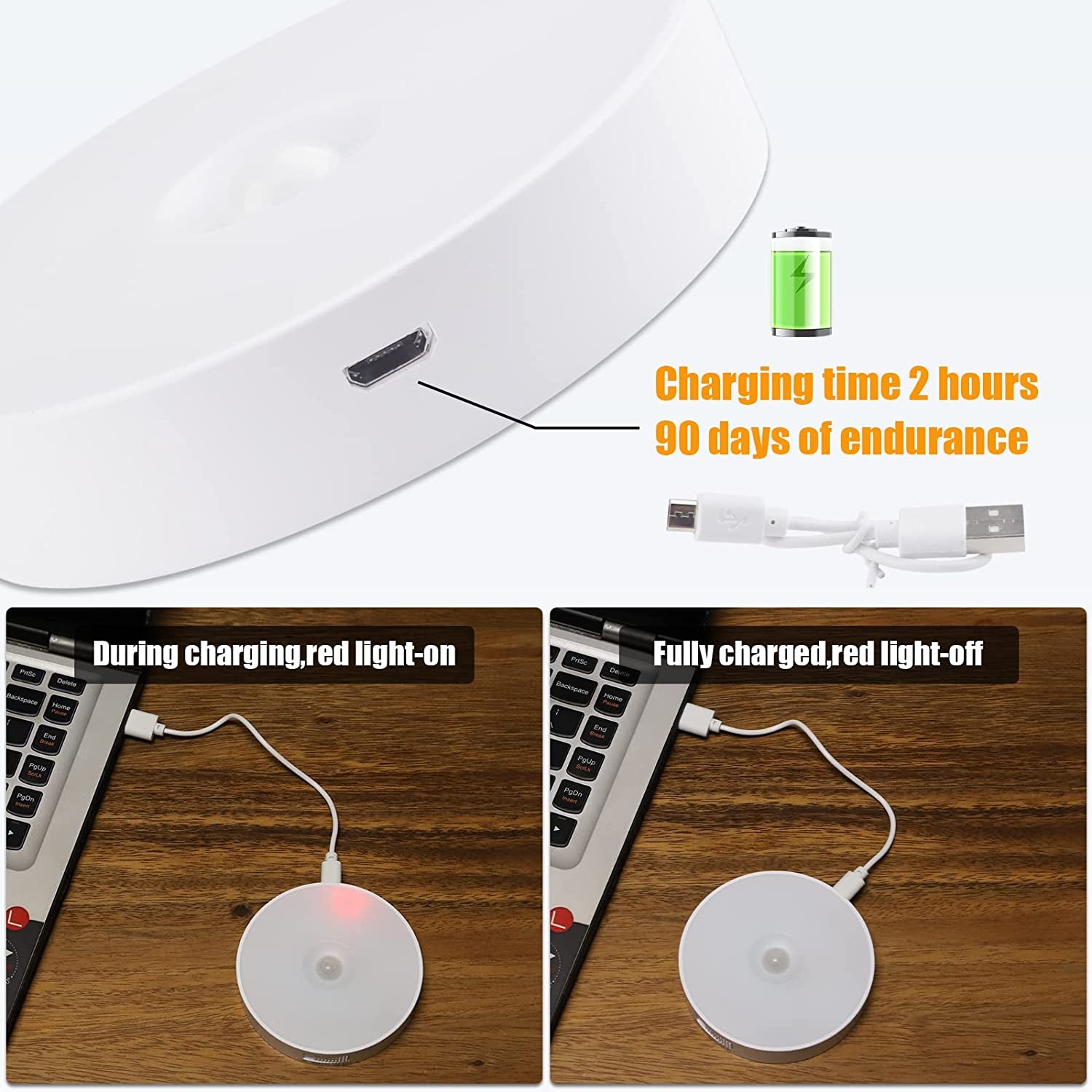  6 Pack Rechargeable Motion Sensor Light with 8 LEDs, USB Cables, and Magnetic Patch - Wireless Wall Lamp for Stair, Bedroom, Toilet, Hallways (6000K Cold White)