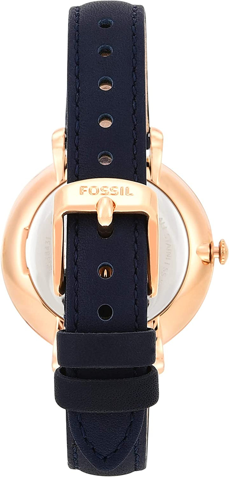 Fossil Women's Watch In Rose Goldtone With Navy Leather Strap