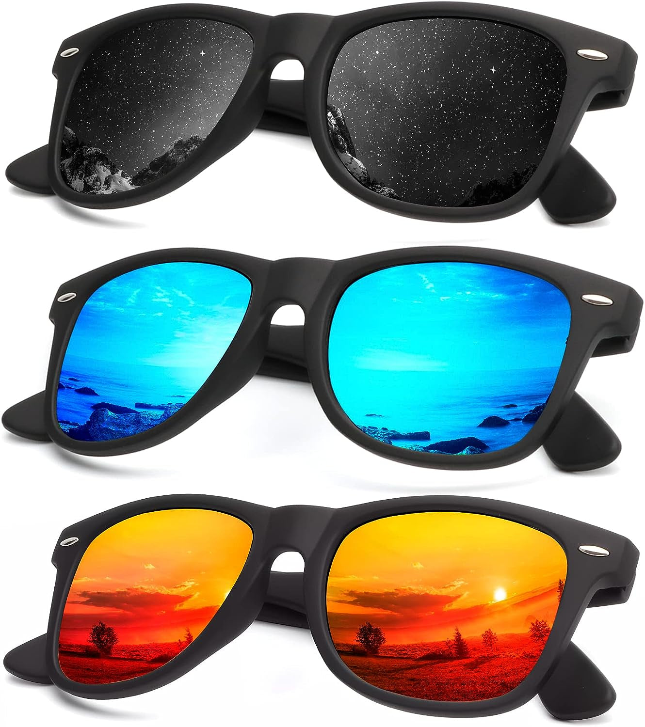Polarized Sunglasses with Matte Finish for Men and Women - Features Color Mirror Lens, Offers 100% UV Blocking for Sun Protection.