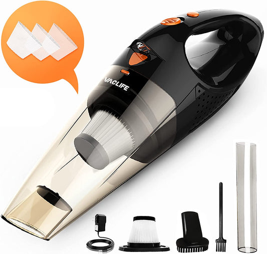 Handheld Vacuum Cleaner - Cordless, Rechargeable, Mini Portable Wireless Handheld Vacuuming with 2 Filters - Light Orange