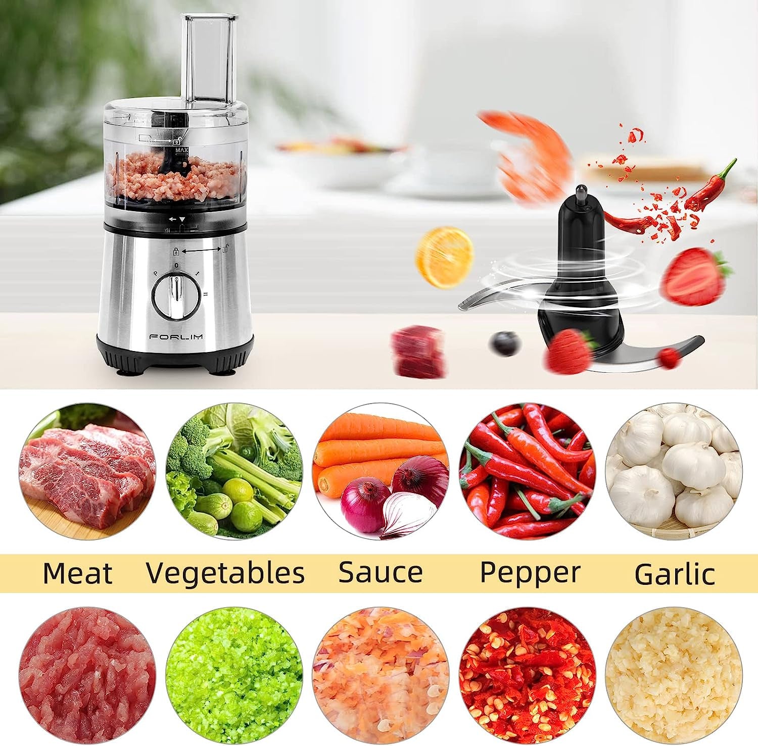 Small Food Processor - 3.5 Cup: 12-in-1 Mini Blender and Food Processor Combo for Kitchen, 350W Power, Includes a 20oz Bottle, 2 Speeds Plus Pulse Function with 4 Stainless Steel Blades - Perfect for Making Shakes, Smoothies, Meat, Sauces, Silver 