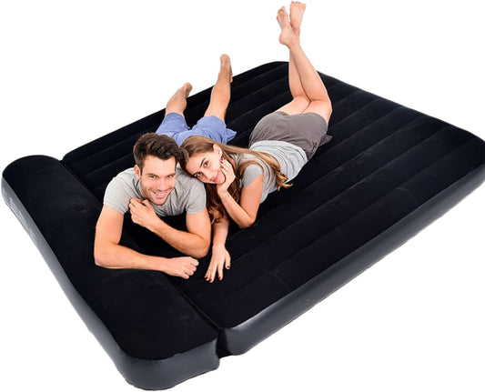 Queen Size Blow-Up Mattress with Deluxe Pillow - 13" Deep, Perfect for Camping and Outdoor Adventures.