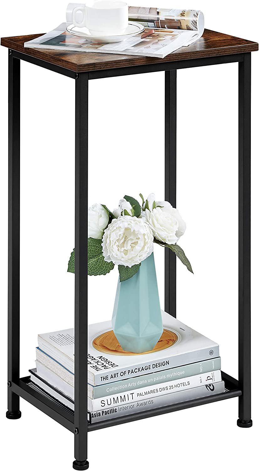 Small Tall Side Table - 28.75" H Elegant Telephone Table with Storage Shelf for Corner Living Room, Bedroom, Entryway, and Office Use