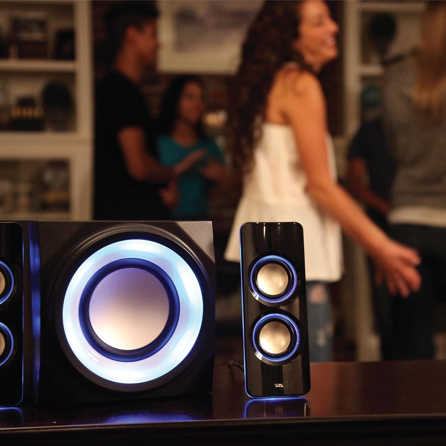 Bluetooth Speaker System with LED Lights - Ideal for Gaming, Movies, Parties, and Multimedia - 2.1 Subwoofer