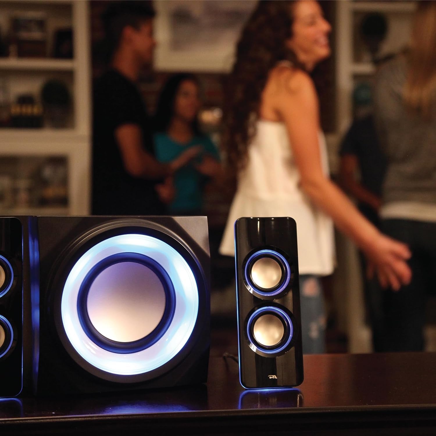 Bluetooth Speaker System with LED Lights - Ideal for Gaming, Movies, Parties, and Multimedia - 2.1 Subwoofer
