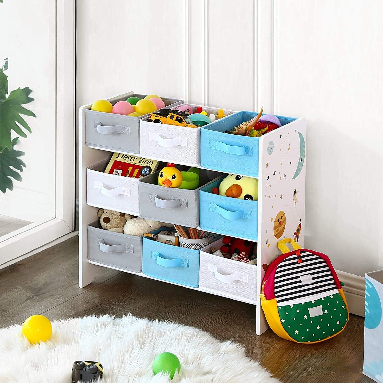 Children's Toys and Books Storage Shelf, Toy Chest with 9 Removable Boxes