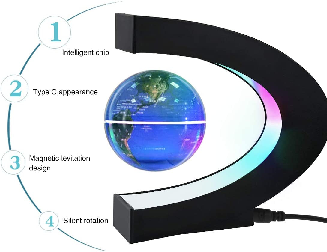 Magnetic Levitating Globe with LED Light - Unique Home Office Decor