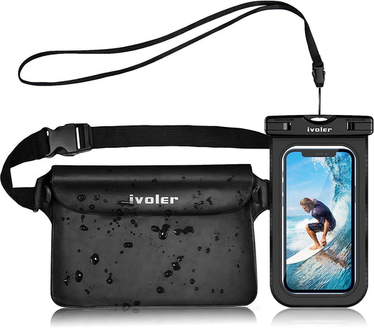 Waterproof Pouch Bag with Phone Case - Ultra Clear Waterproof Pouch Phone Dry Bag for Devices Under 6.5 inches - Long Adjustable Waist Strap for Outdoor Water Sports, Fishing, Swimming, Boating, Kayaking, and Hiking