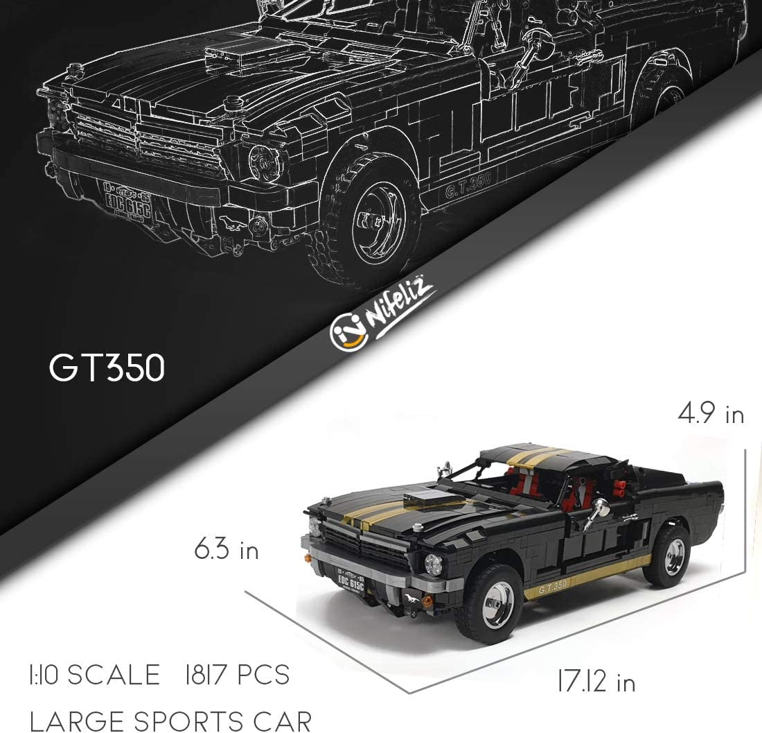  GT350 Race Car Building Set - High-Quality Muscle Car Replica with 1,817 Pieces