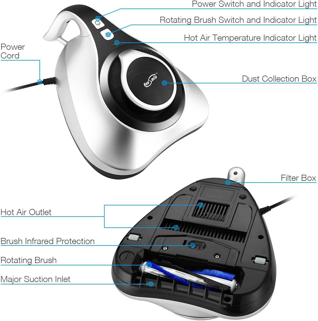 Bed Vacuum Cleaner - Powerful Suction, Handheld UV Vacuum for Effective Cleaning of Mattresses, Sheets, Pillows, Quilts, Sofas, Blankets, and Carpets