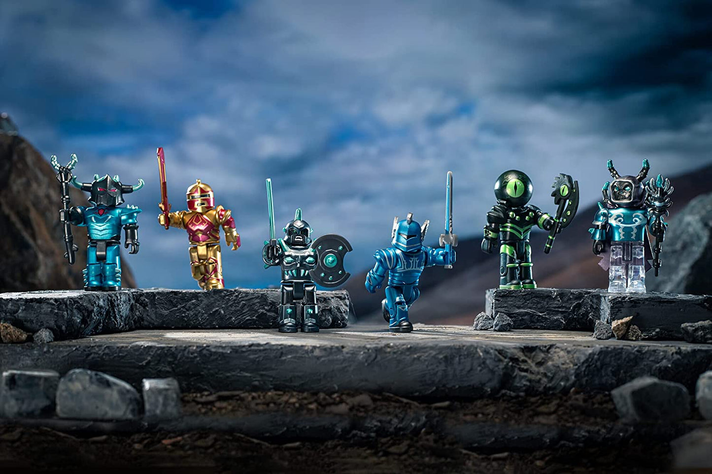 Roblox Action Collection - Champions of Roblox 15th Anniversary Gold Six Figure Pack, Includes Exclusive Virtual Item.