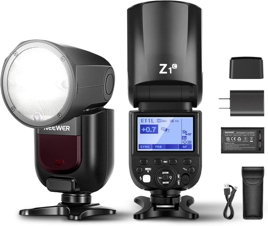 Round Head Flash Speedlite for Canon DSLR Cameras with High-Speed Sync, LED Modeling Lamp, and Long Battery Life