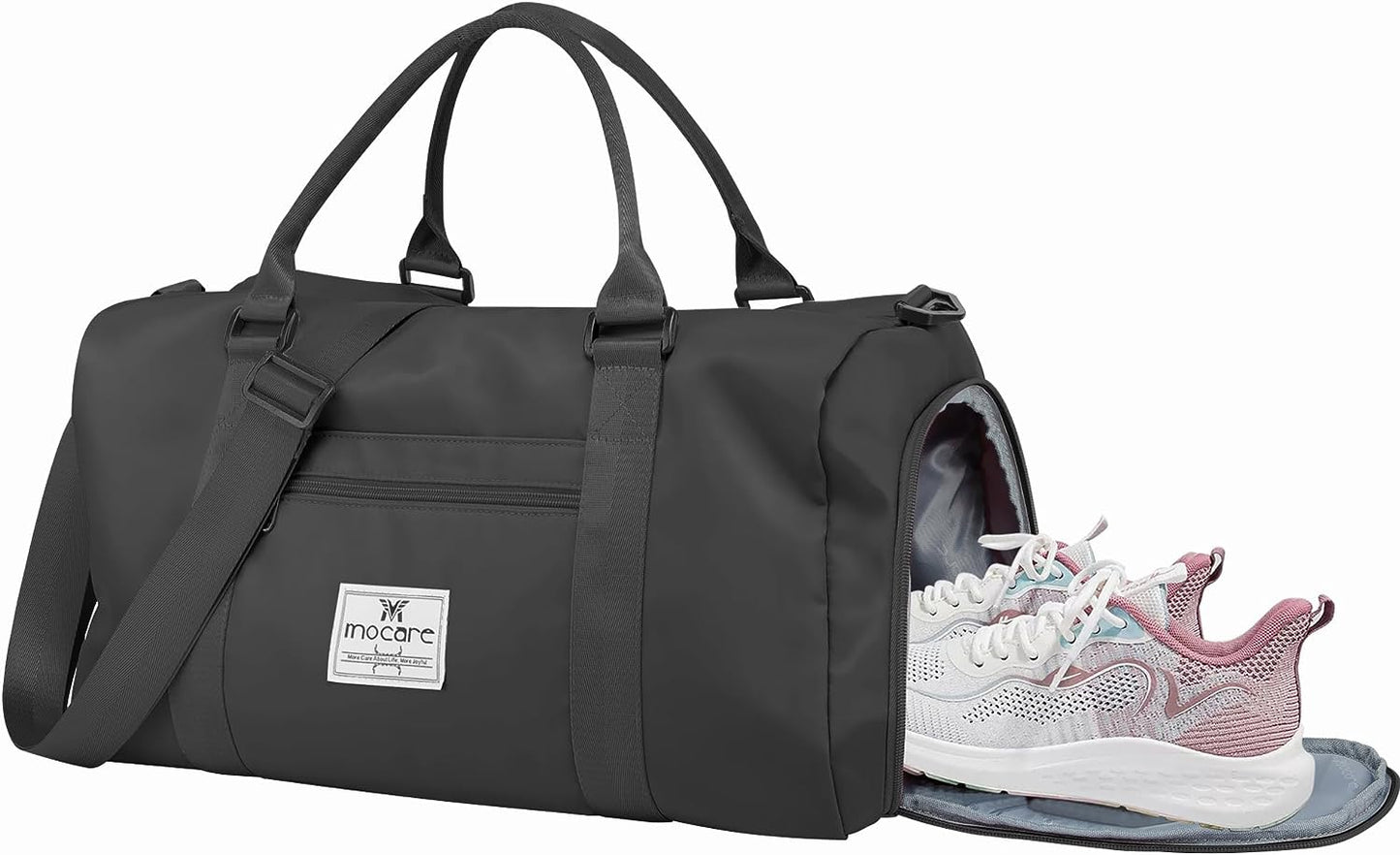 Waterproof Sports Gym Bag - Travel Duffel Tote with Shoes Compartment - Suitable for Women and Men - Multipurpose Overnight Weekender Bag for Yoga, Fitness, and More - Classic Black Design.