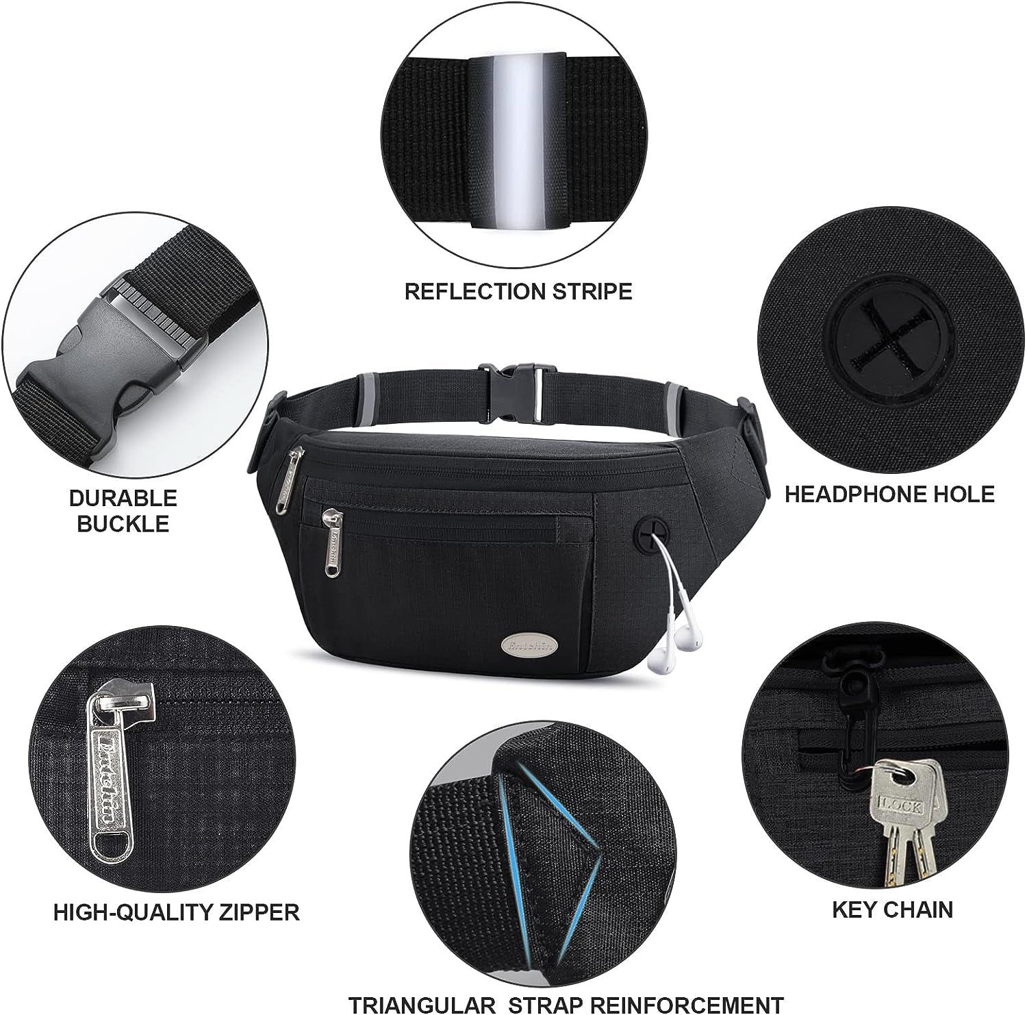 Multi-Pocket Fanny Pack - Stylish Waist Pack for Women and Men - Perfect for Hiking, Running, Travel, and Cycling.
