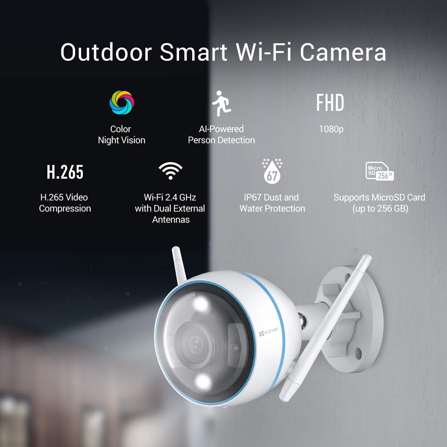 Outdoor Security Camera with Color Night Vision