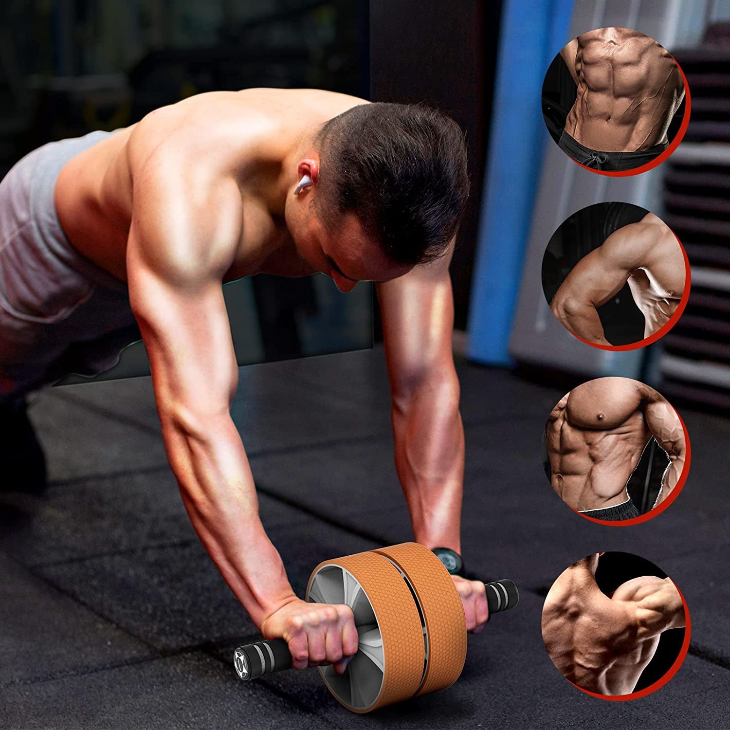 Ab Roller Wheel Set for Core Strength and Muscle Training, with Muscle Roller Stick for Pain Relief and Recovery, Ideal for Home Gym Workouts