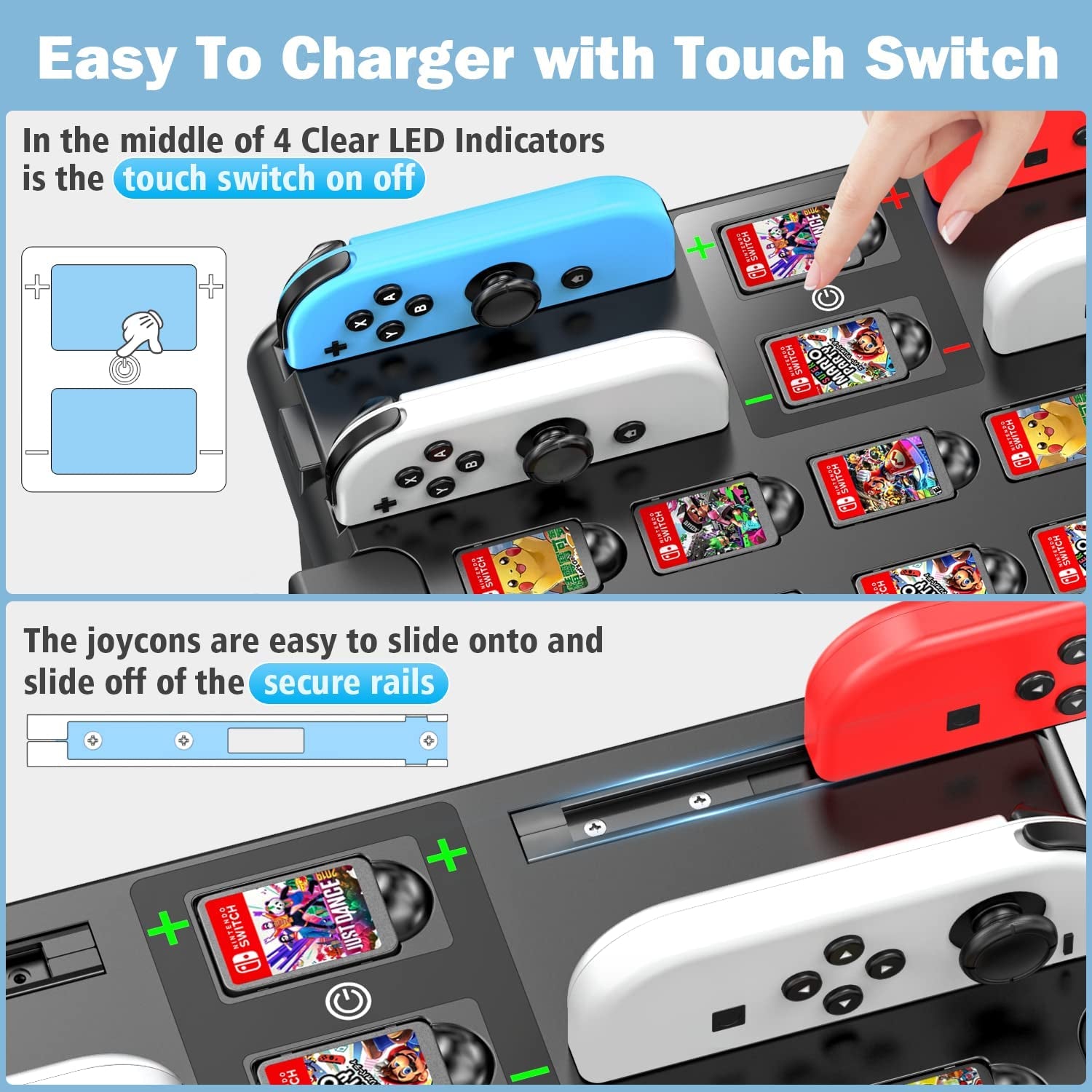 Switch Games Organizer Station, Charging Dock for Nintendo Switch & OLED Joycons with Controller Charger. Features Switch Storage and Organizer for Games, TV Dock, Pro Controller, and Accessories Kit Storage.