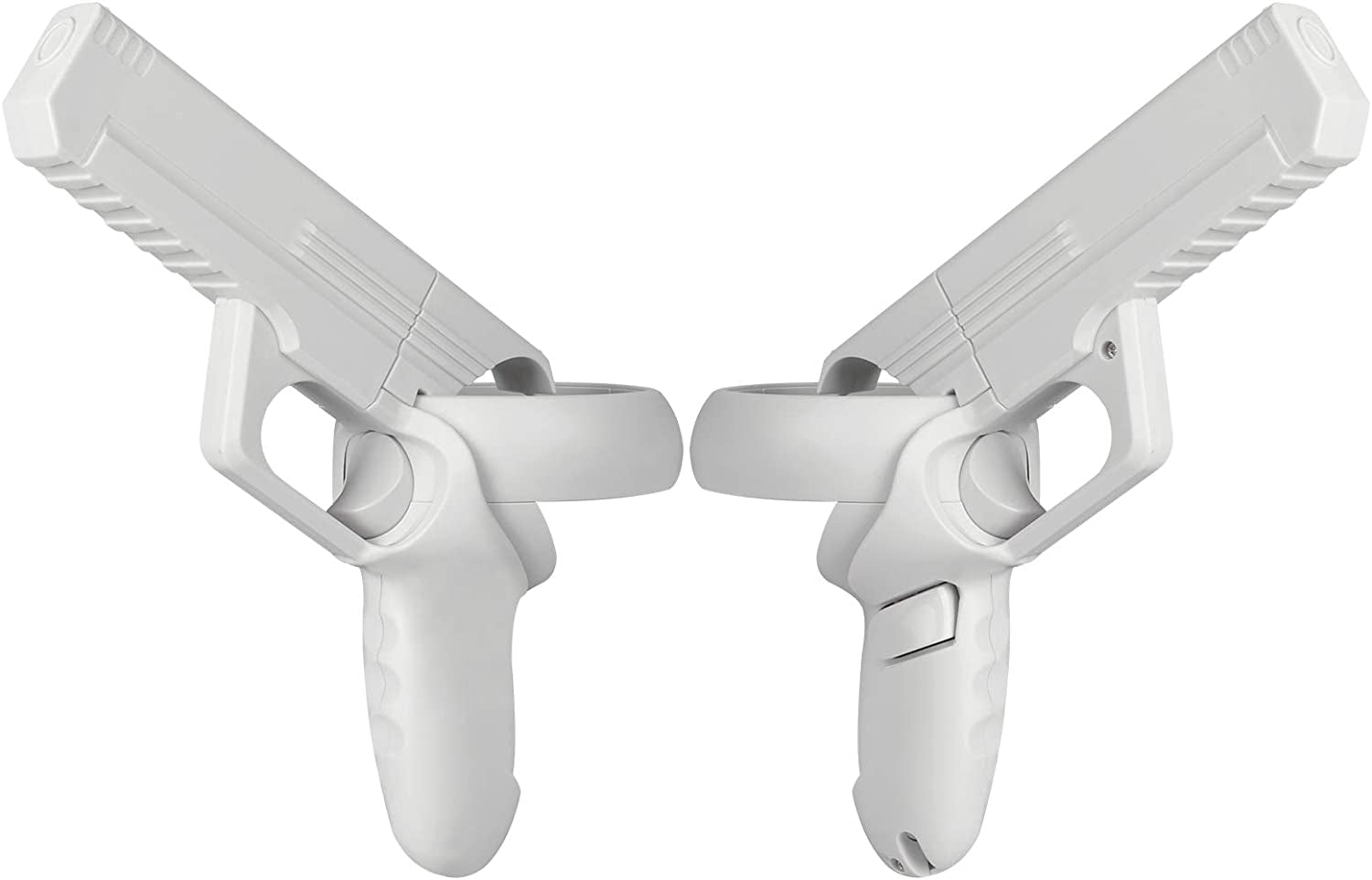 Pistol Grips - Game Gun Set Accessories designed for Pistol Whip VR Game, Improves FPS Gaming Experience on Meta Quest 2; White Color.