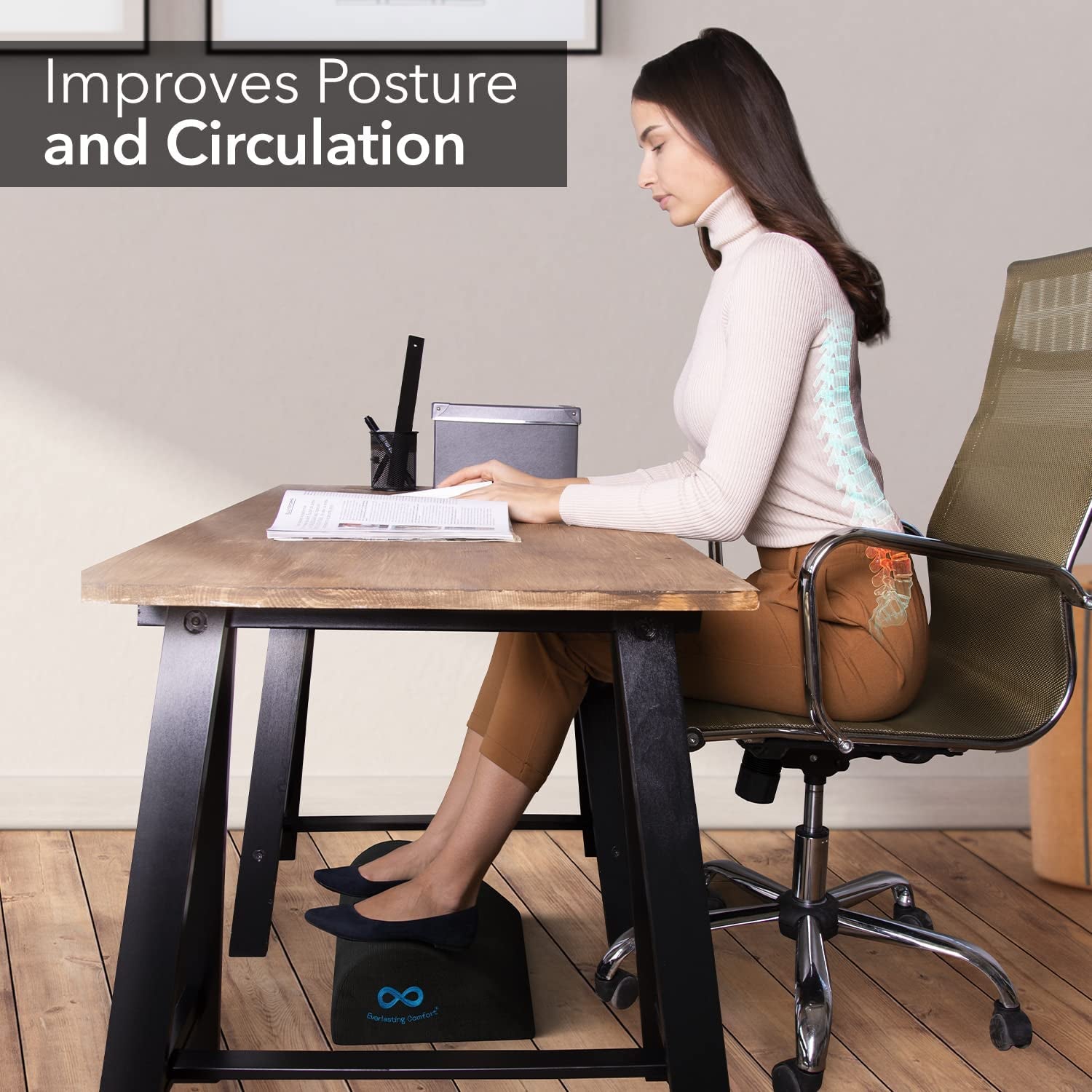 Under Desk Foot Rest with Premium Comfortfoam™ - All-Day Support, Pain Relief - Ideal for Home Office, Gaming, and Workstations