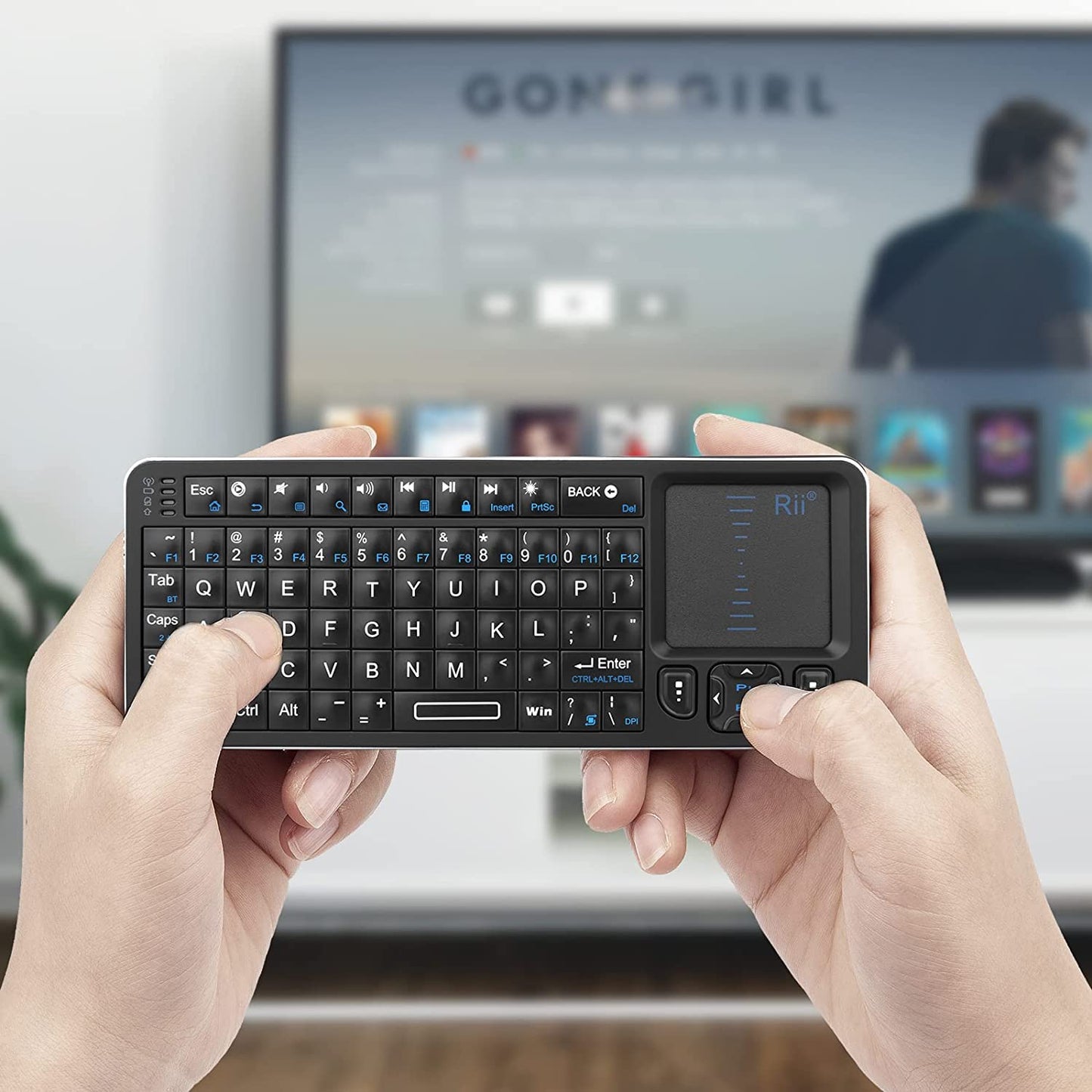 Mini Bluetooth Keyboard with Backlit Wireless and IR Learning TV Remote - Portable and Lightweight, Compatible with Android TV Box, Mac, Laptop, and Windows - Includes Touchpad