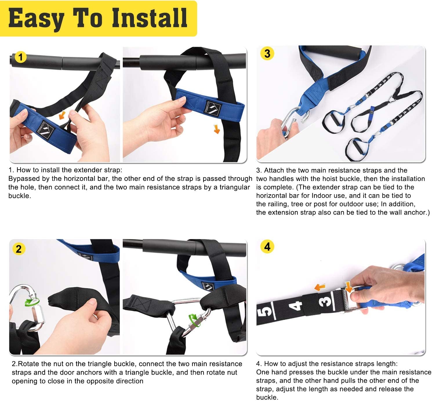 Bodyweight Resistance Trainer Kit - This home suspension training straps set includes resistance loop bands, offering a full-body workout for both indoor and outdoor gyms.