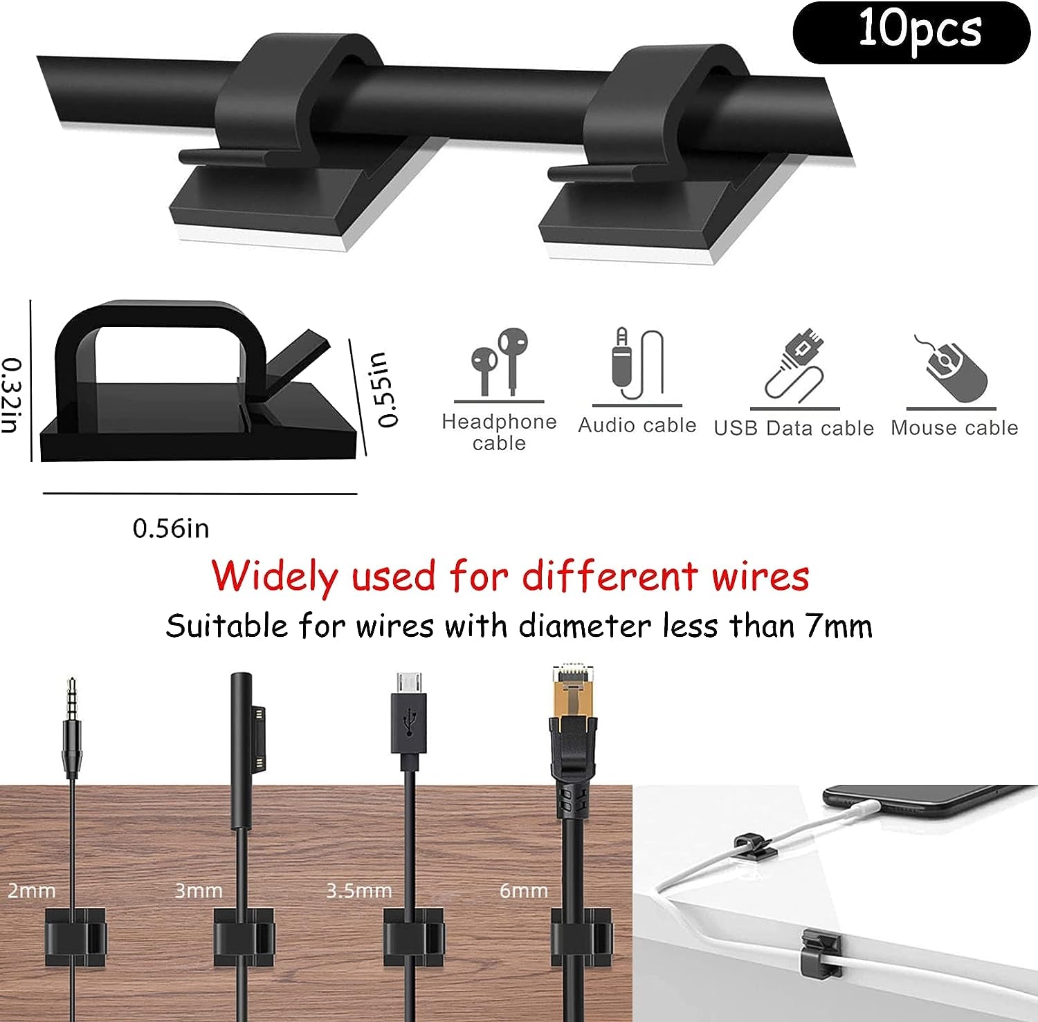 Cable Management Kit: 184-Piece Cord Organizer Set, including 40 Adhesive Cable Clips Holders, 4 Cable Sleeves, 100 Zip Ties, 50 Reusable Fastening Cable Ties, and 1 Cable Tie Roll. Ideal for Organizing Office Desk Electronics and Cables.