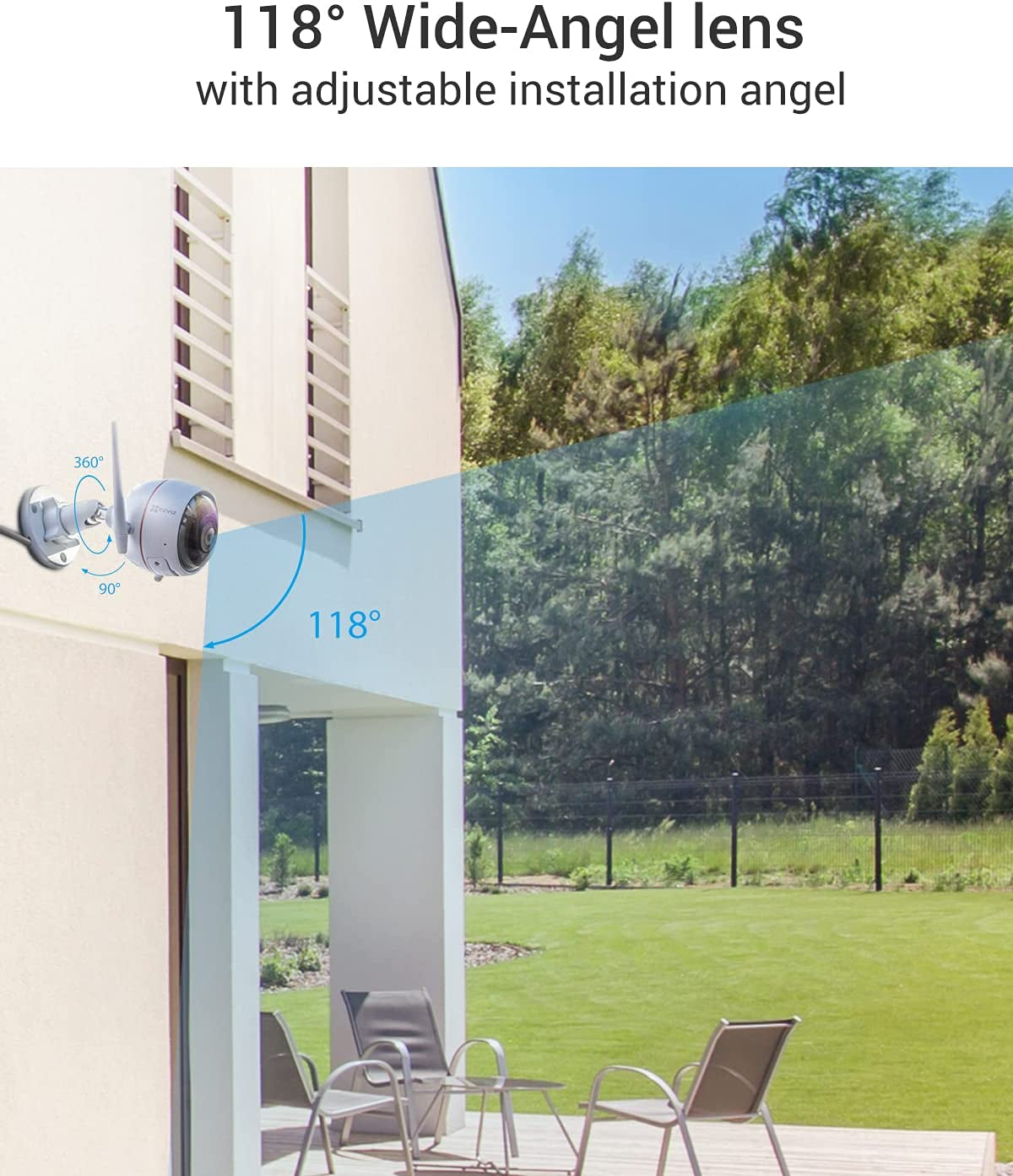 Weatherproof Outdoor Security Camera with 1080P Resolution, Strobe Light & Siren, 100Ft Night Vision, 2.4G Wi-Fi/Wired Connection, Two-Way Audio, Compatible with Alexa, Google, and IFTTT, Home Ios Android App Support
