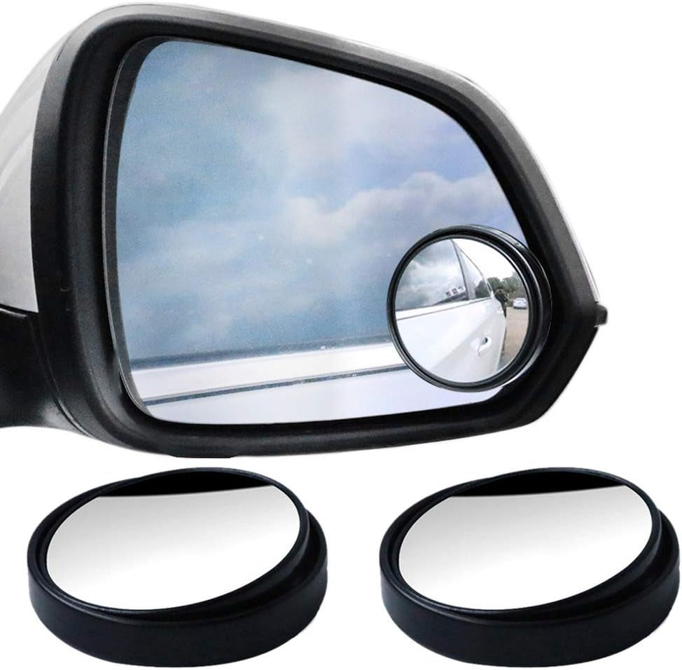 2-Pack 360° Rotatable Round HD Glass Blind Spot Mirrors for Universal Cars (Black)