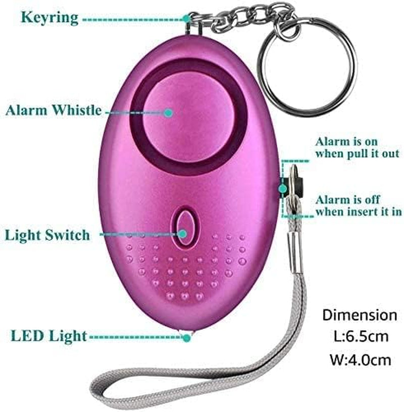 USB Rechargeable Personal Alarm for Women, Children, and the Elderly - 130dB Self Defense Siren with Pure Copper Keychains and LED Strobe Light (Multicolor)